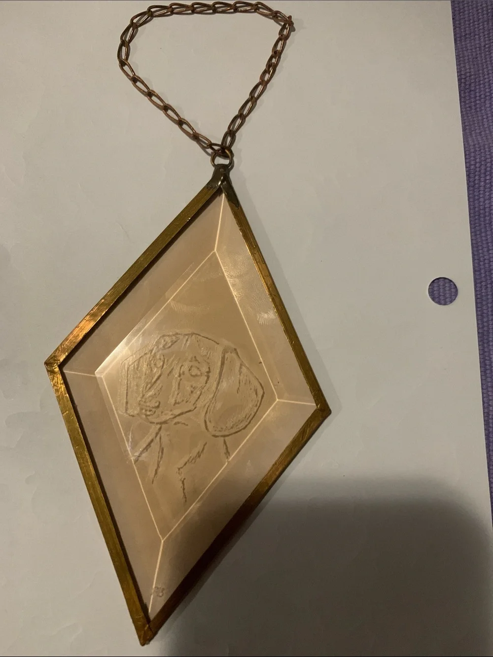 Vintage Dog Sun Catcher Hanging Ornament in Brass with Etched Dog Design - Picture 3 of 3